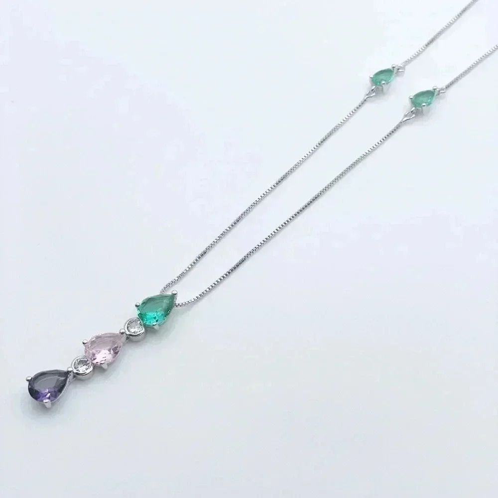 GLASS Stone Necklace | White Gold Plated | Dainty Necklace | Trendy |…